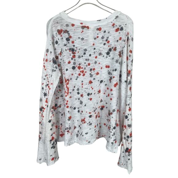 Gilda Midani 100% Slubbed Cotton T-Shirt Long Sleeves Paint Splatter Artsy Small - Picture 8 of 11